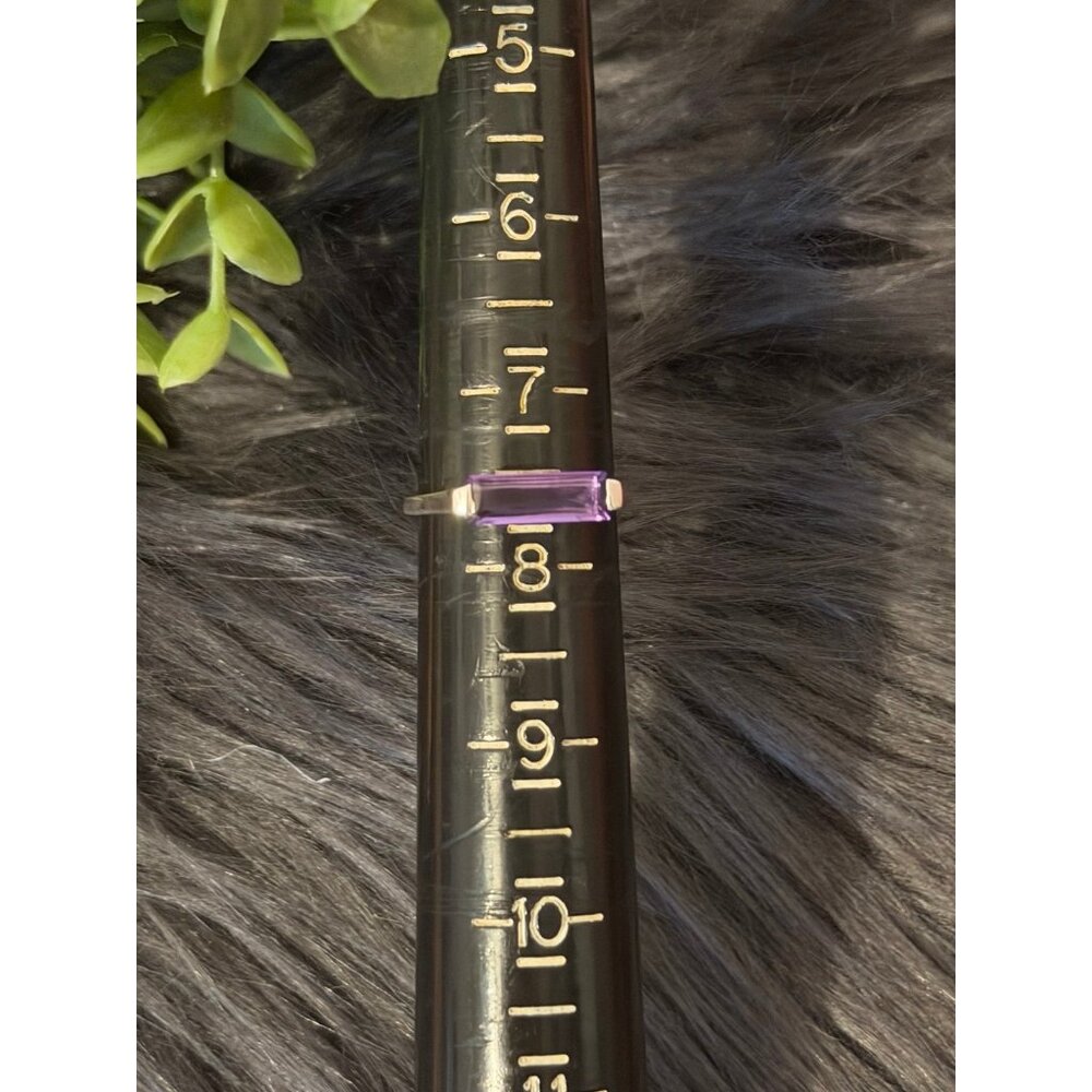 925 Silver Rectangular Amethyst Ring - image 7